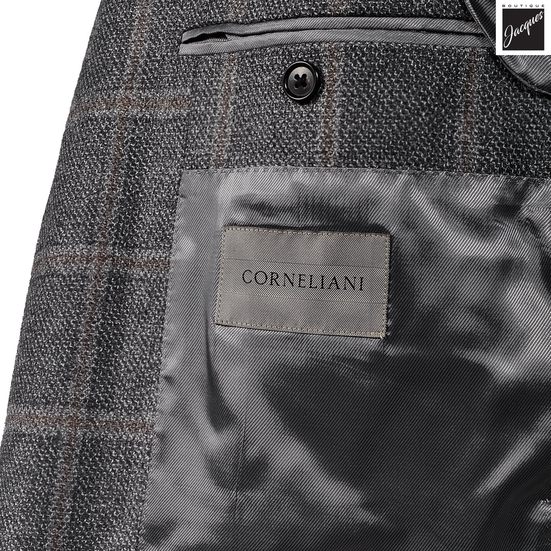 Gray Check Wool Silk Modern Fit Sport Coat - Corneliani