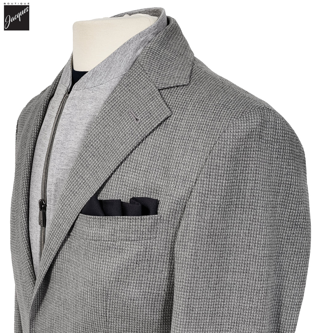 Gray Neat Hybrid Bib Modern Fit Sport Coat - Corneliani
