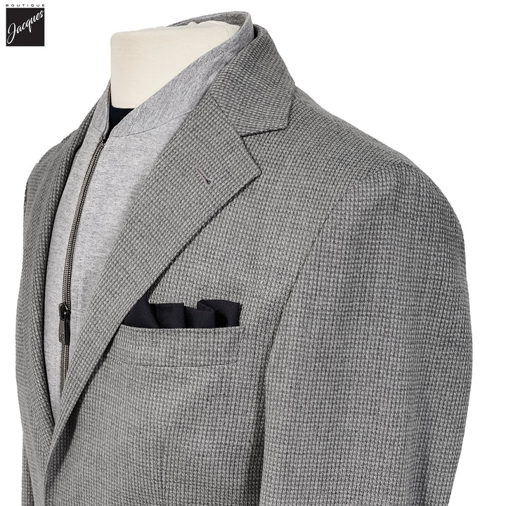 Gray Neat Hybrid Bib Modern Fit Sport Coat - Corneliani