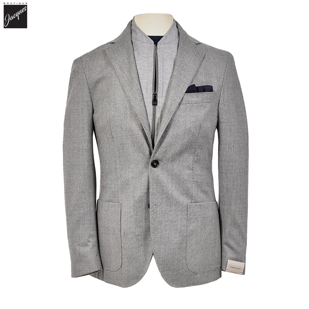 Gray Neat Hybrid Bib Modern Fit Sport Coat - Corneliani