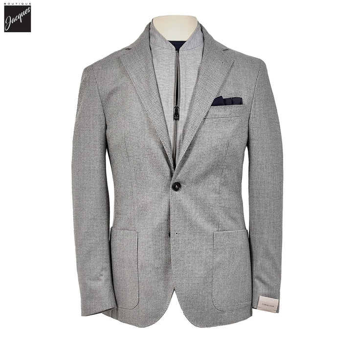 Gray Neat Hybrid Bib Modern Fit Sport Coat - Corneliani