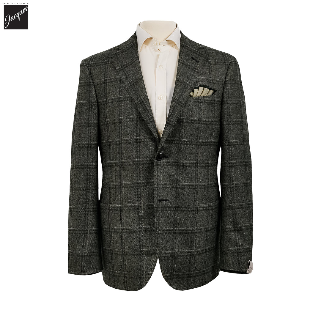 Green Wool Overcheck Modern Fit Sport Coat - Corneliani