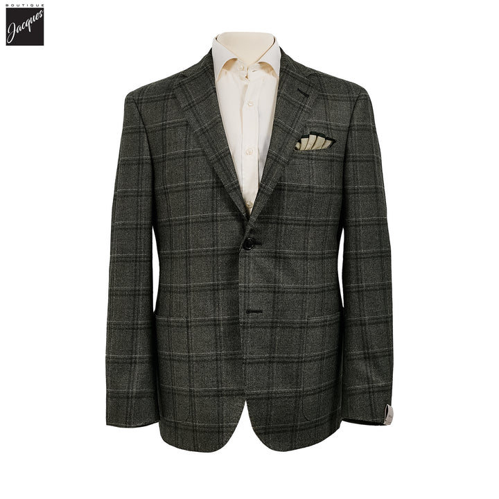Green Wool Overcheck Modern Fit Sport Coat - Corneliani