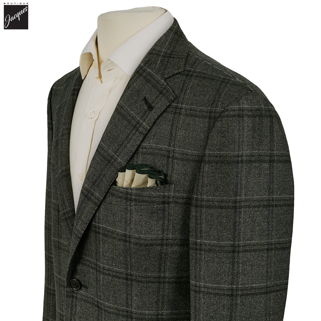 Green Wool Overcheck Modern Fit Sport Coat - Corneliani