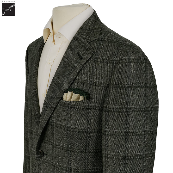 Green Wool Overcheck Modern Fit Sport Coat - Corneliani