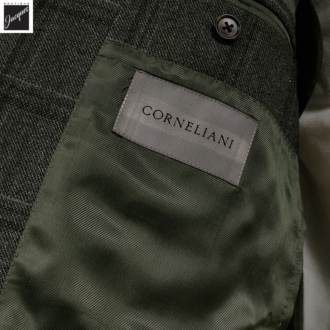 Green Wool Overcheck Modern Fit Sport Coat - Corneliani