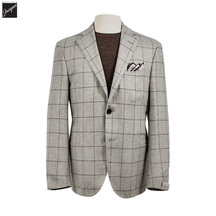 Light Gray Check Wool-Cashmere Modern Fit Sport Coat - Corneliani