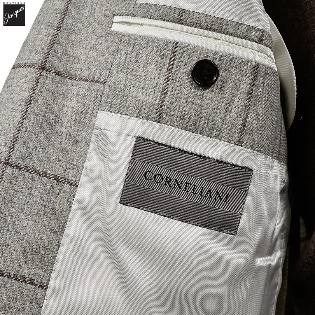 Light Gray Check Wool-Cashmere Modern Fit Sport Coat - Corneliani