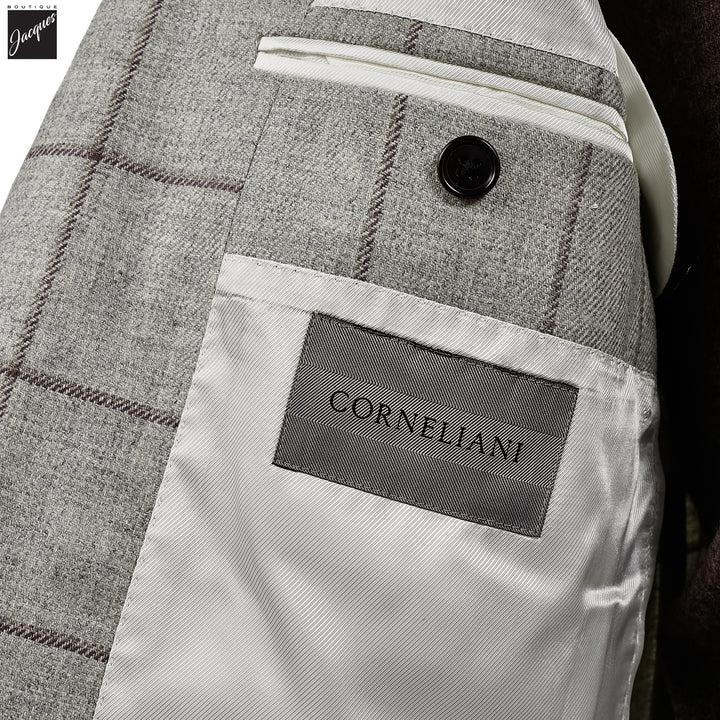 Light Gray Check Wool-Cashmere Modern Fit Sport Coat - Corneliani