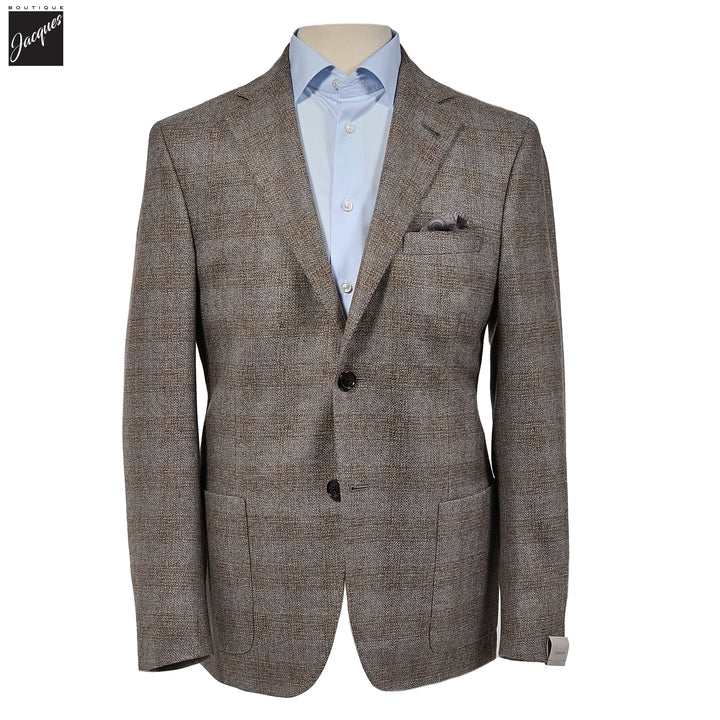 Beige & Gray Check Modern Fit Wool Sport Coat - Corneliani