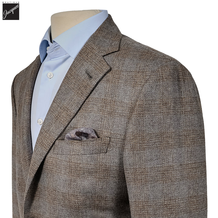 Beige & Gray Check Modern Fit Wool Sport Coat - Corneliani