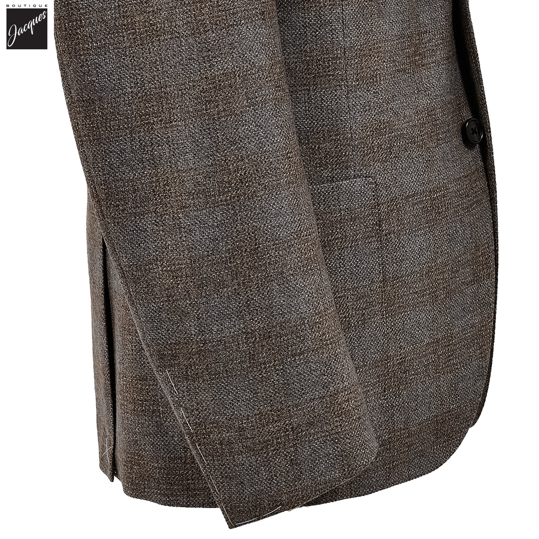 Beige & Gray Check Modern Fit Wool Sport Coat - Corneliani