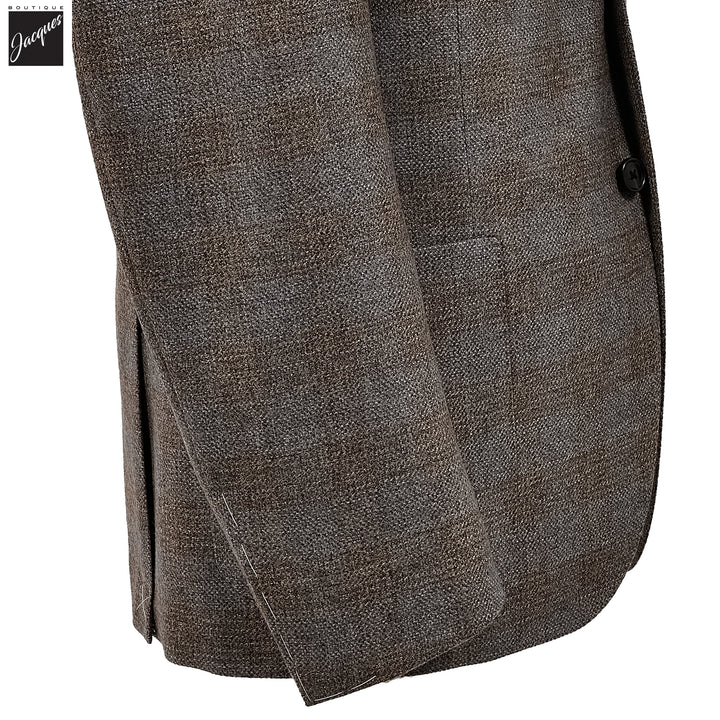 Beige & Gray Check Modern Fit Wool Sport Coat - Corneliani