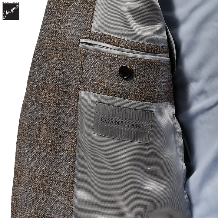 Beige & Gray Check Modern Fit Wool Sport Coat - Corneliani