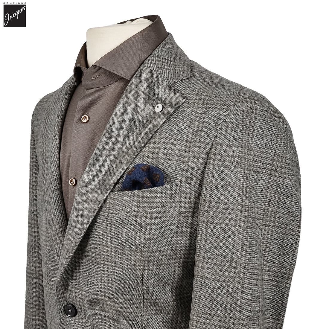 Gray Check Wool Unconstructed Contemporary Sport Jacket - L.B.M. 1911