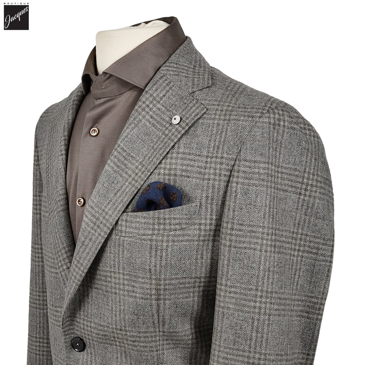 Gray Check Wool Unconstructed Contemporary Sport Jacket - L.B.M. 1911