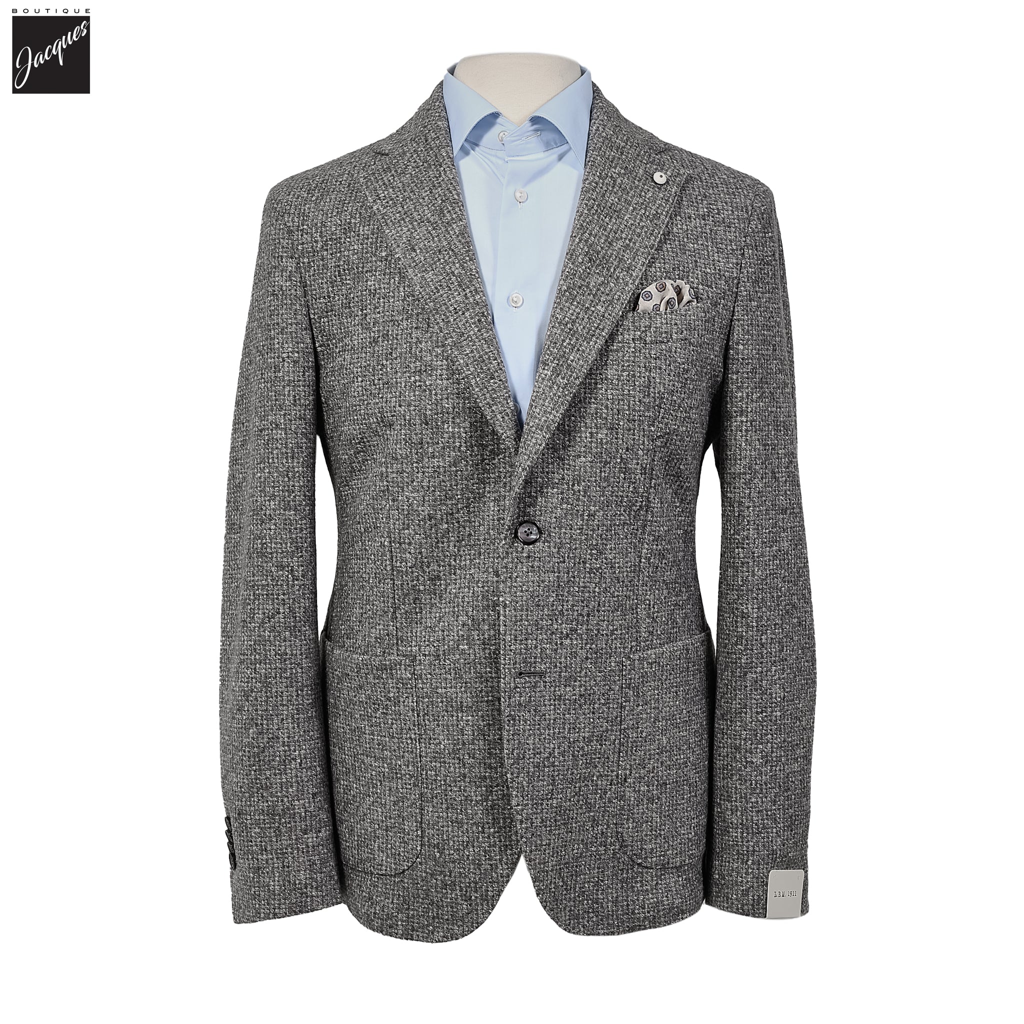 Gray Mélange Wool Jersey Unconstructed Contemporary Sport Jacket - L.B.M. 1911