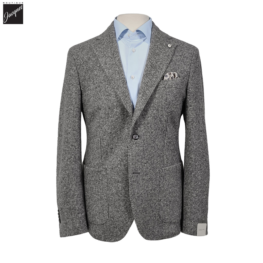 Gray Mélange Wool Jersey Unconstructed Contemporary Sport Jacket - L.B.M. 1911 - Boutique Jacques International