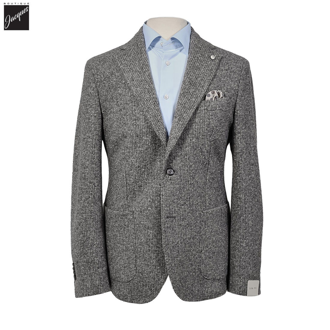 Gray Mélange Wool Jersey Unconstructed Contemporary Sport Jacket - L.B.M. 1911