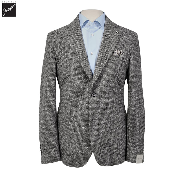 Gray Mélange Wool Jersey Unconstructed Contemporary Sport Jacket - L.B.M. 1911 - Boutique Jacques International