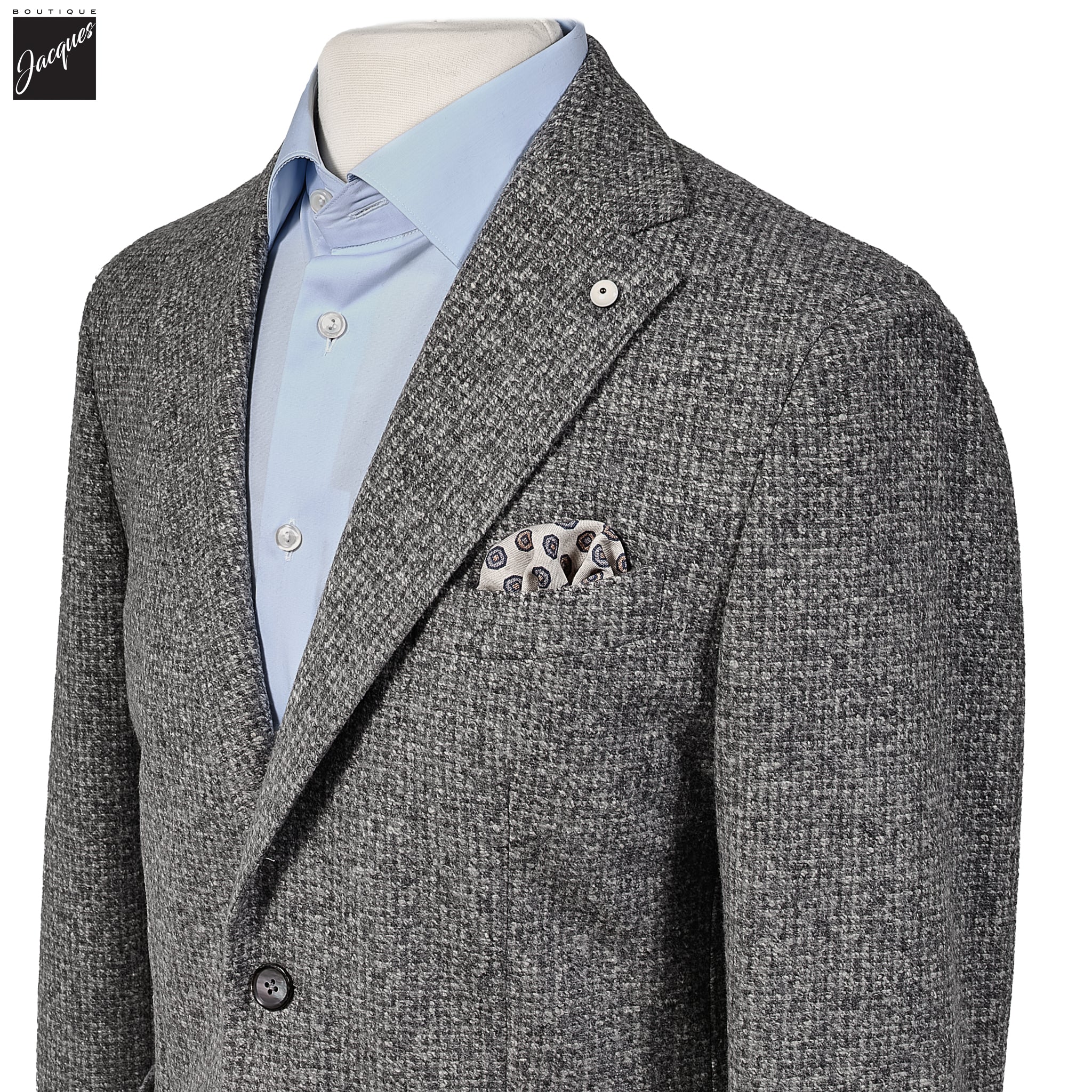 Gray Mélange Wool Jersey Unconstructed Contemporary Sport Jacket - L.B.M. 1911