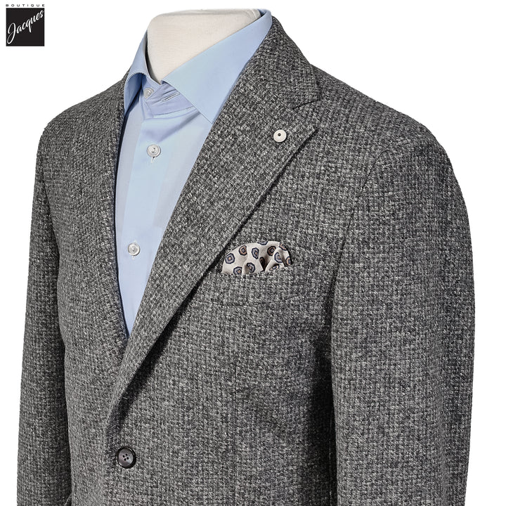 Gray Mélange Wool Jersey Unconstructed Contemporary Sport Jacket - L.B.M. 1911 - Boutique Jacques International