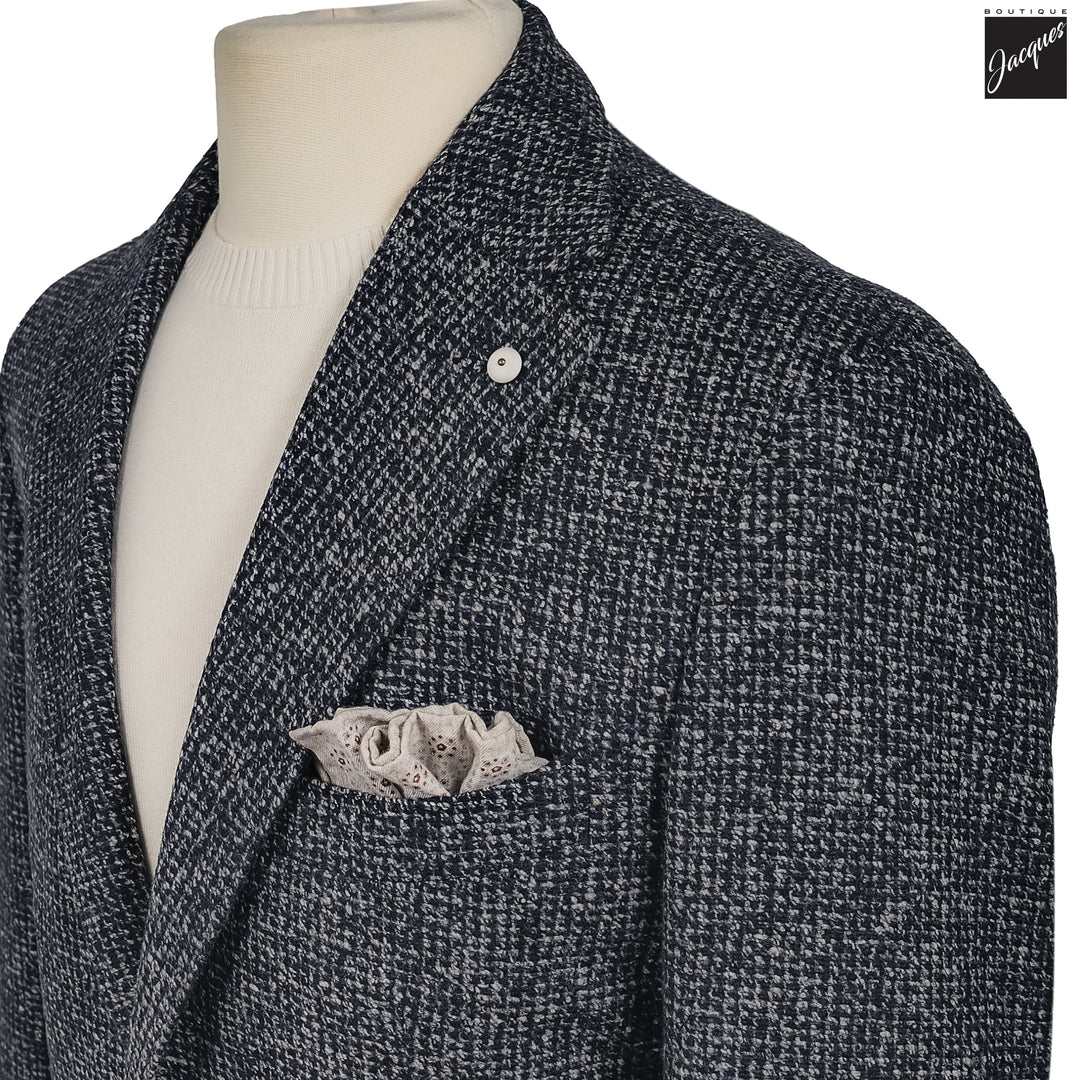 Navy Mélange Wool Jersey Unconstructed Contemporary Sport Jacket - L.B.M. 1911
