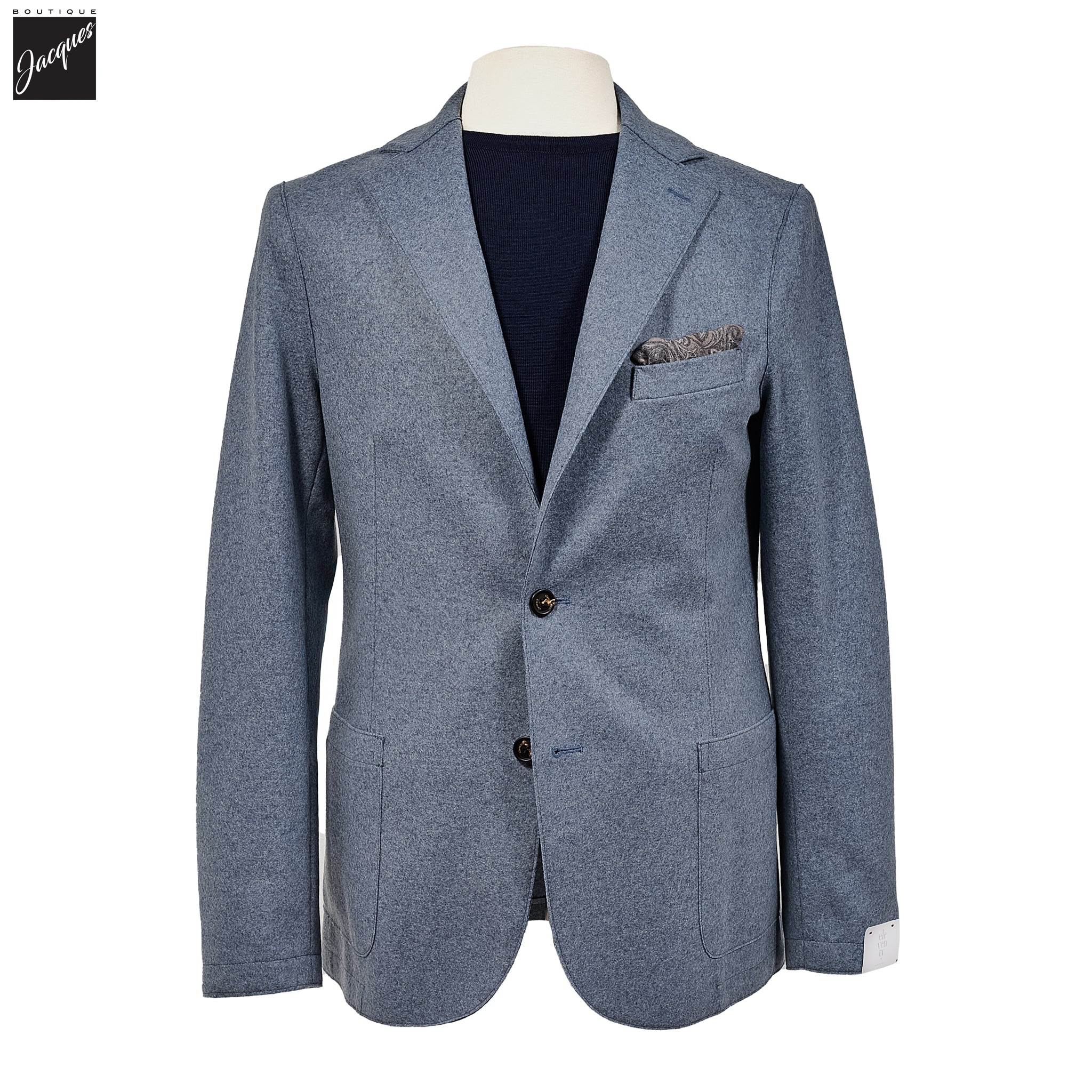Light Blue Mélange Wool-Blend Contemporary Fit Sport Jacket - ELEVENTY