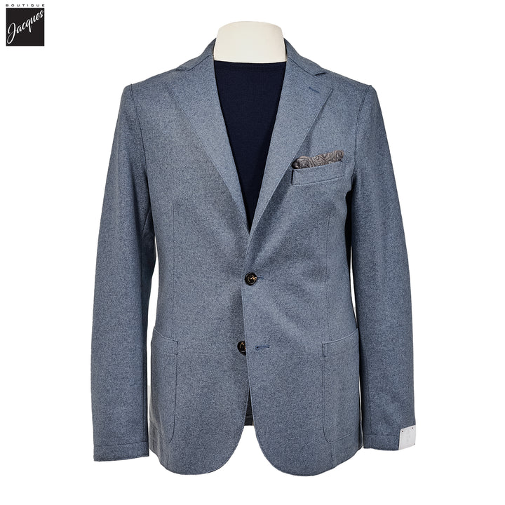 Light Blue Mélange Wool-Blend Contemporary Fit Sport Jacket - ELEVENTY