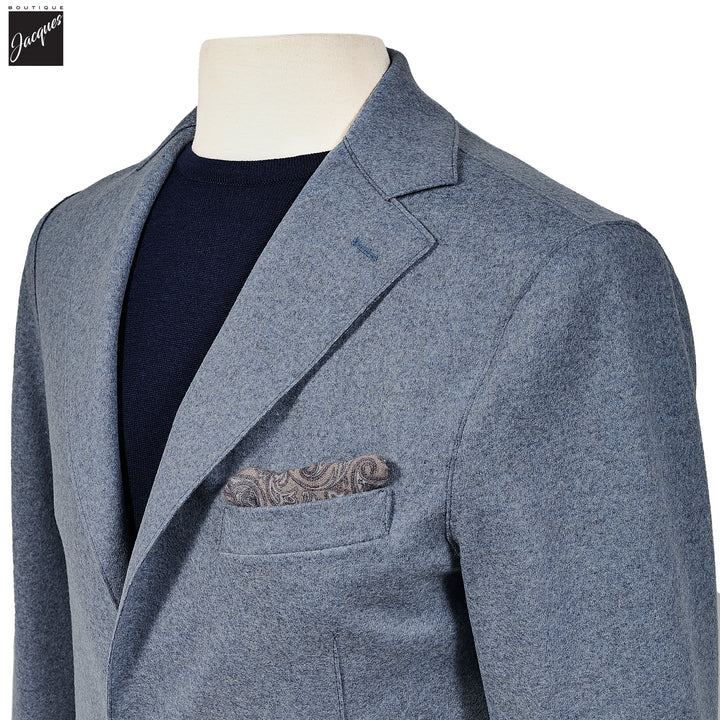 Light Blue Mélange Wool-Blend Contemporary Fit Sport Jacket - ELEVENTY