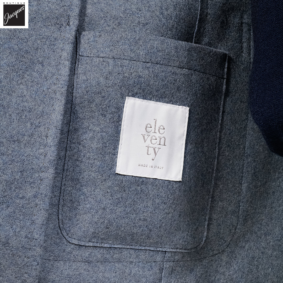 Light Blue Mélange Wool-Blend Contemporary Fit Sport Jacket - ELEVENTY