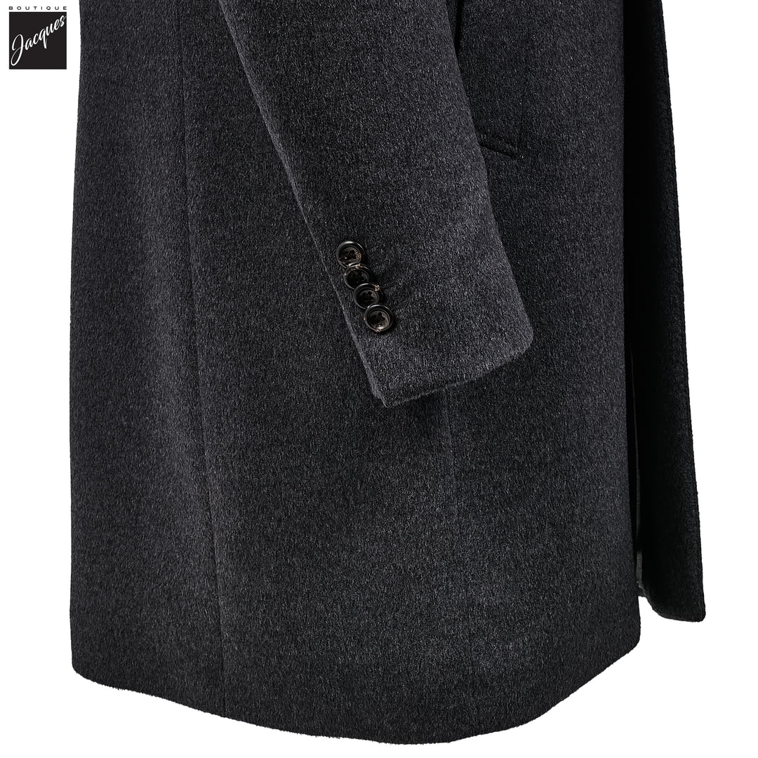 Charcoal Gray Wool Cashmere Colombo Thermo HydroTech Overcoat - Luigi Bianchi Mantova