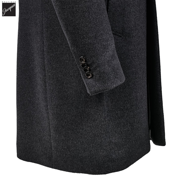 Charcoal Gray Wool Cashmere Colombo Thermo HydroTech Overcoat - Luigi Bianchi Mantova