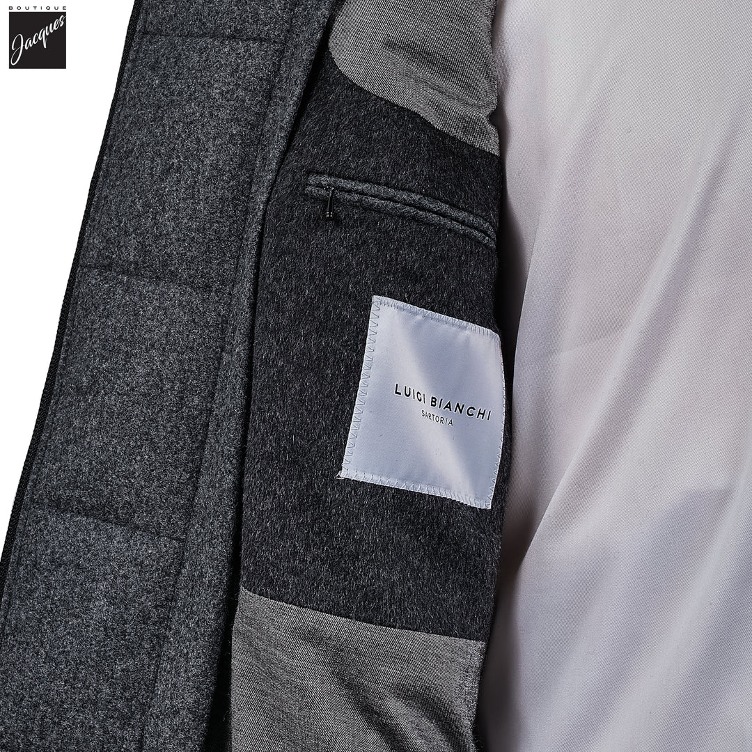 Charcoal Gray Wool Cashmere Colombo Thermo HydroTech Overcoat - Luigi Bianchi Mantova