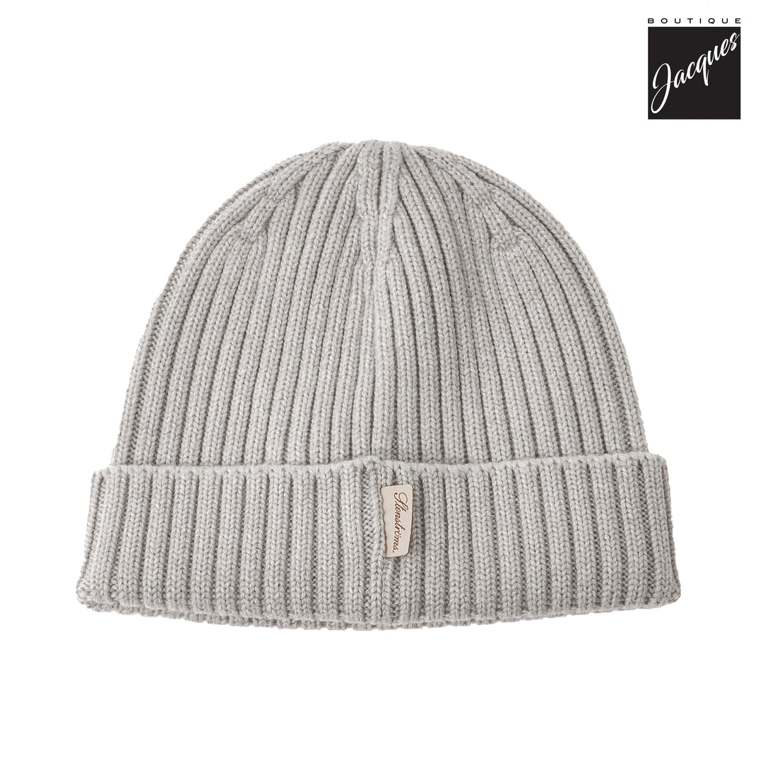 Light Gray Merino Wool Rib Knitted Hat - Stenströms