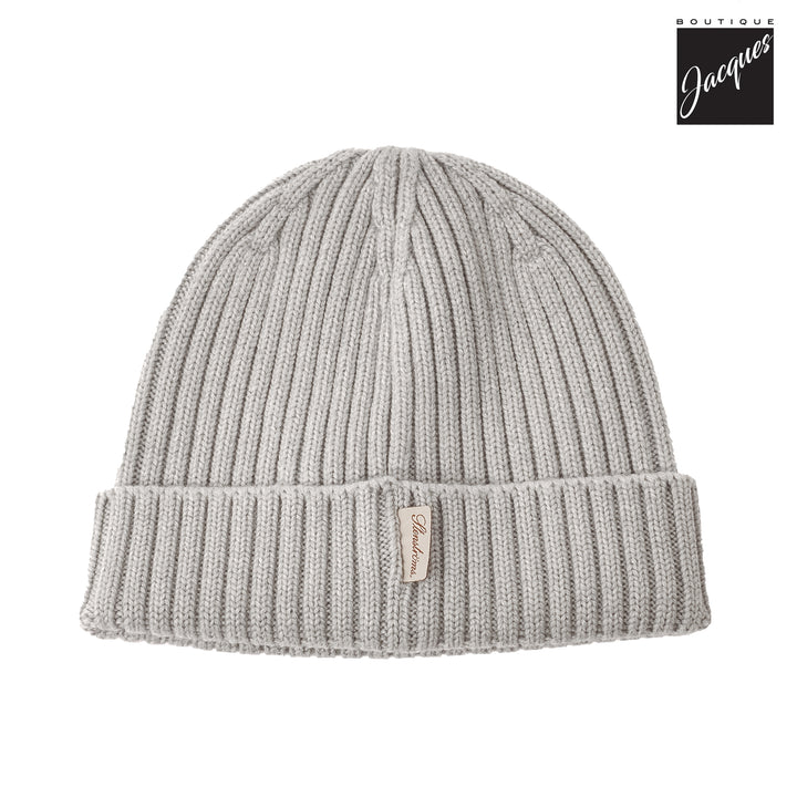 Light Gray Merino Wool Rib Knitted Hat - Stenströms