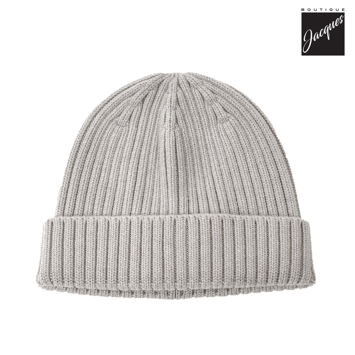 Light Gray Merino Wool Rib Knitted Hat - Stenströms