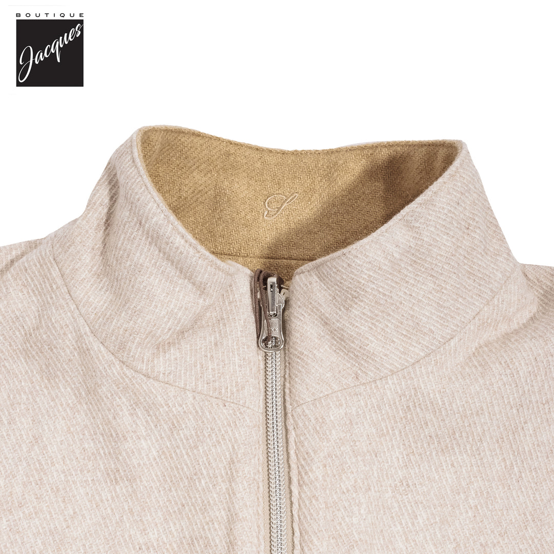 Beige/Oatmeal Reversible Wool Full Zip Vest - Stenströms
