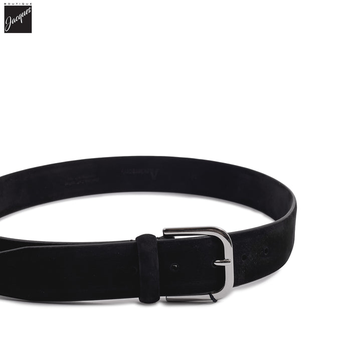 Black Nubuck Soft Suede Leather Belt - Anderson's