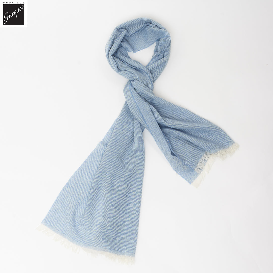 Light Blue Mélange Cashmere-Wool Scarf - Paolo Albizzati