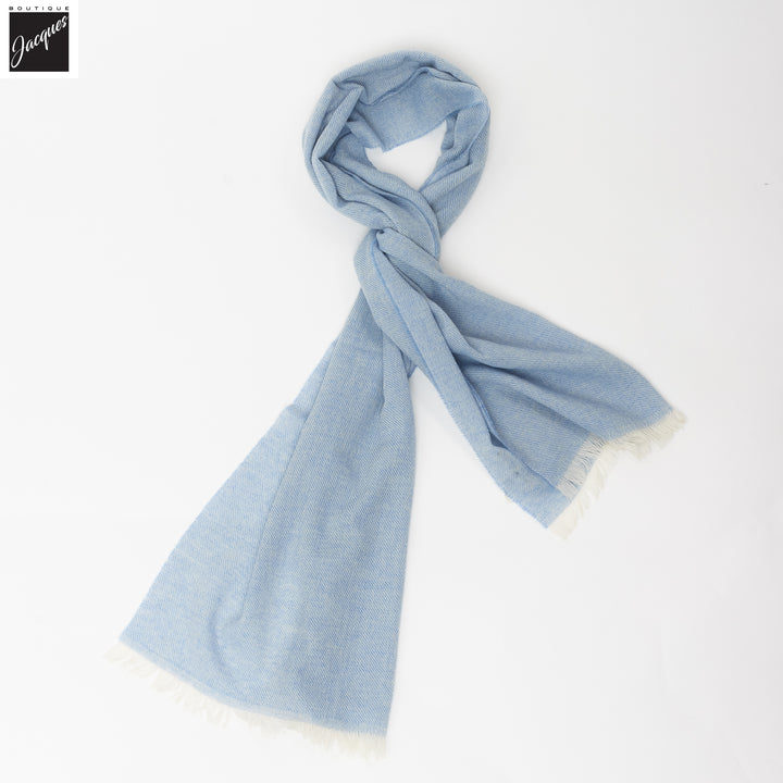 Light Blue Mélange Cashmere-Wool Scarf - Paolo Albizzati