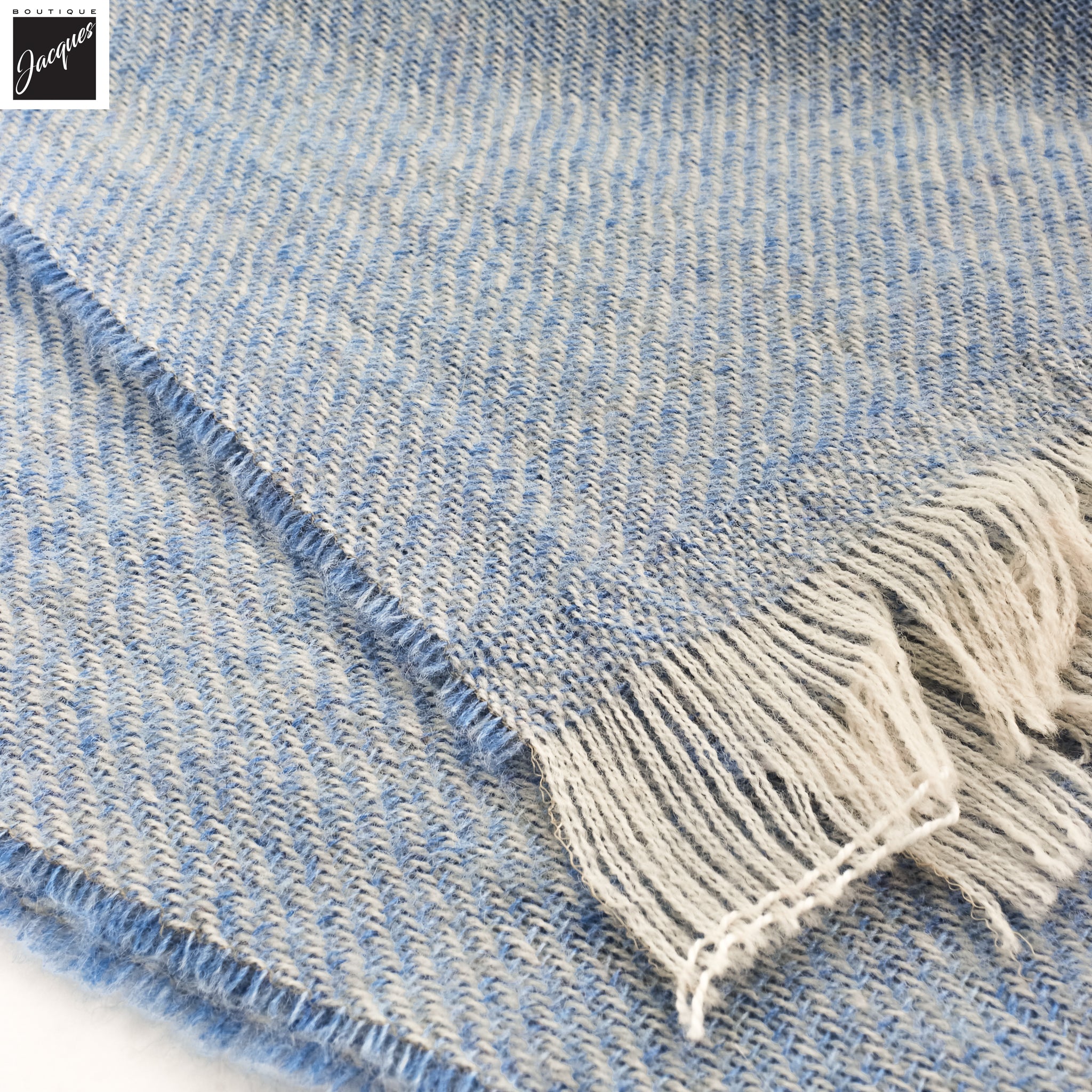 Light Blue Mélange Cashmere-Wool Scarf - Paolo Albizzati