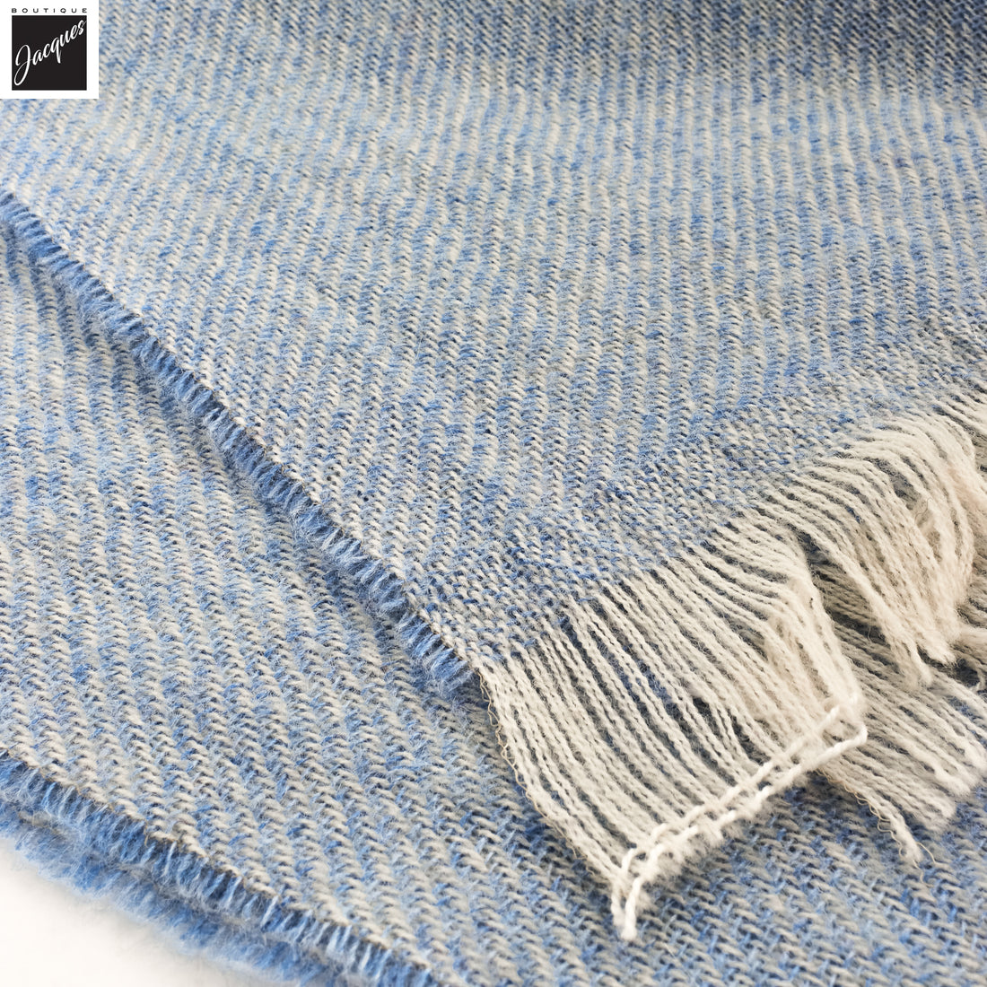 Light Blue Mélange Cashmere-Wool Scarf - Paolo Albizzati