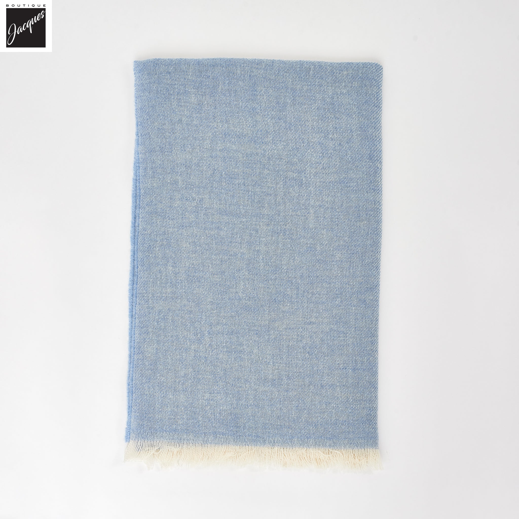 Light Blue Mélange Cashmere-Wool Scarf - Paolo Albizzati