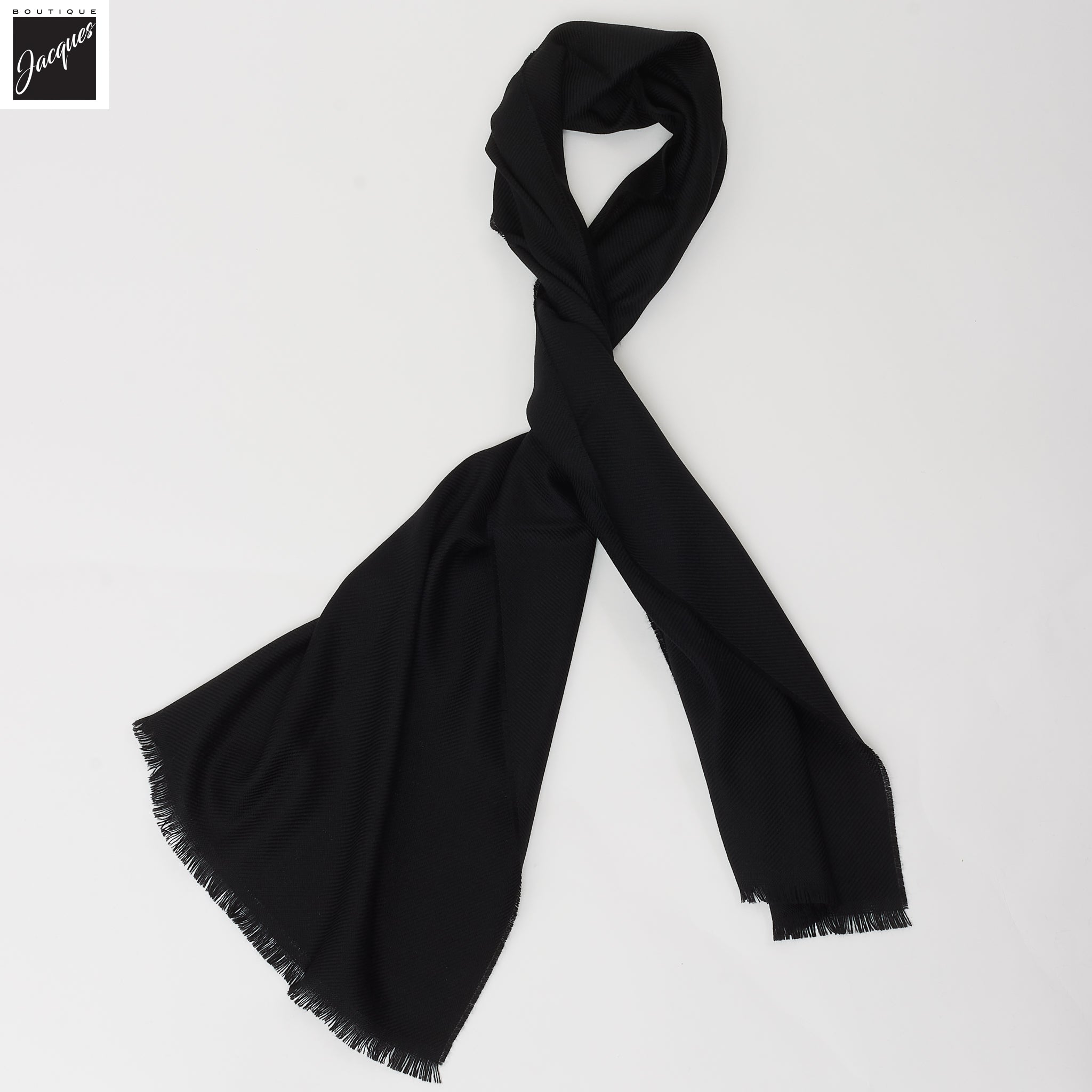 Black Textured Wool Scarf - Paolo Albizzati