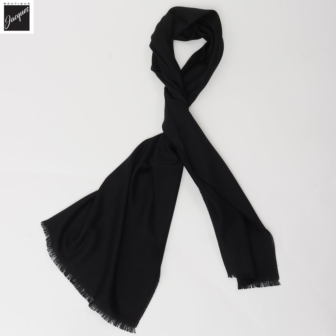 Black Textured Wool Scarf - Paolo Albizzati