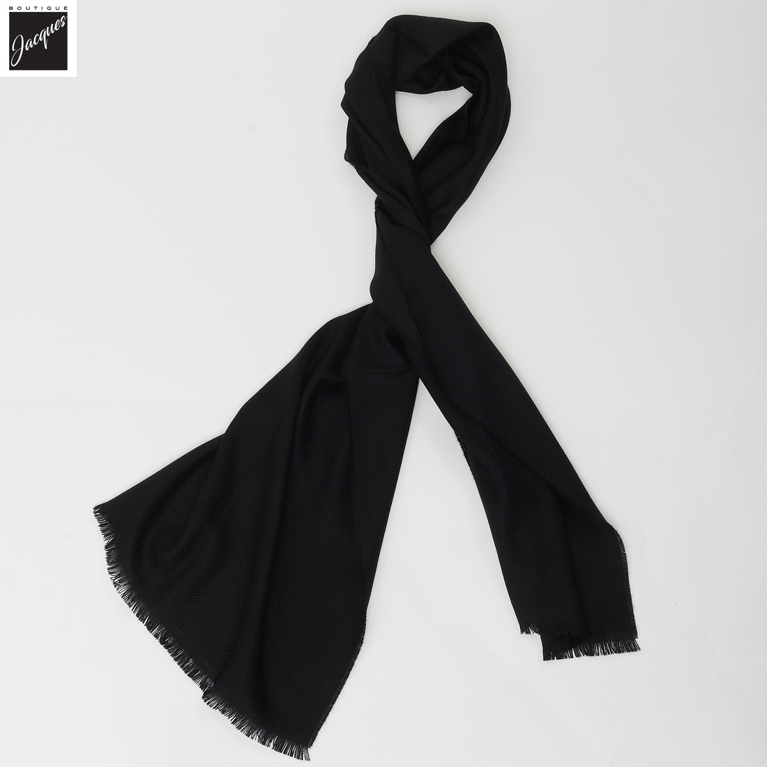 Black Textured Wool Scarf - Paolo Albizzati