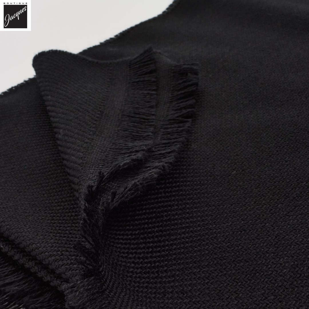 Black Textured Wool Scarf - Paolo Albizzati