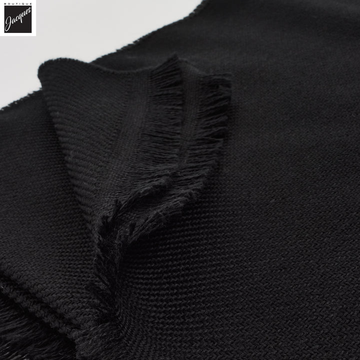 Black Textured Wool Scarf - Paolo Albizzati