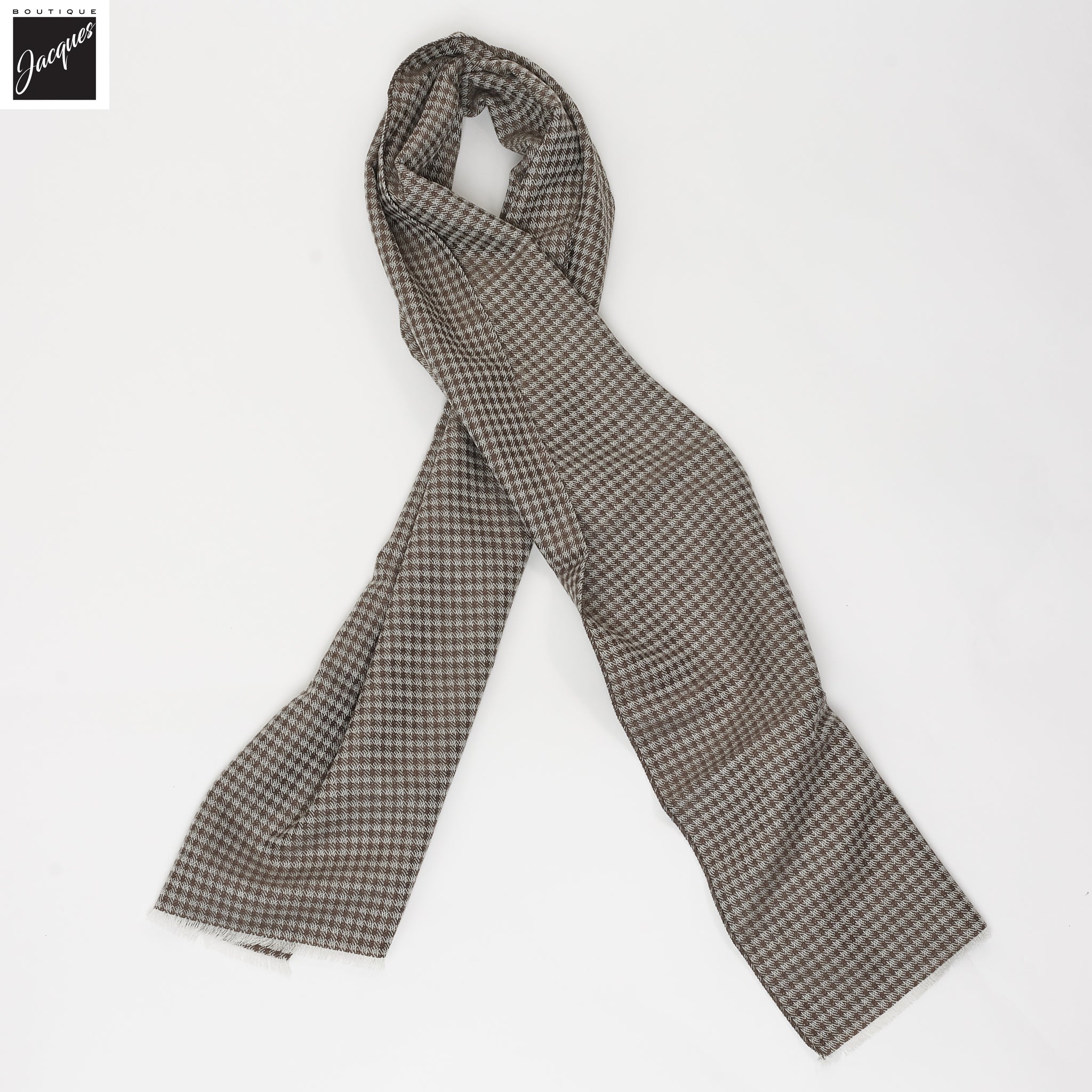 Brown Patterned Wool Scarf - Paolo Albizzati